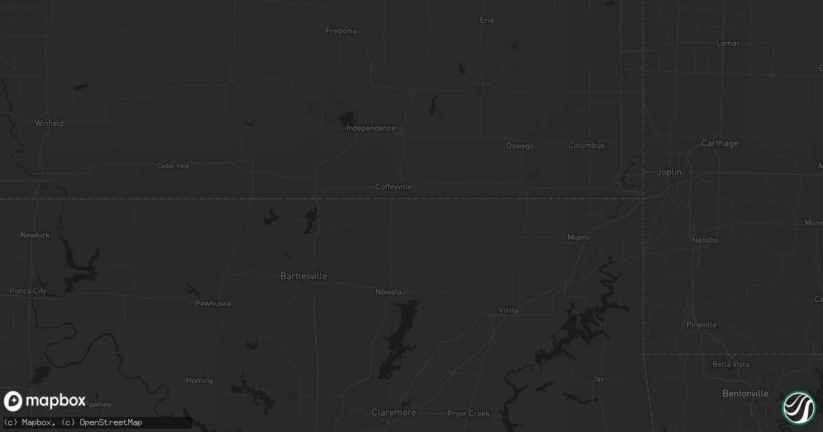 Hail map in S Coffeyville, OK on June 7, 2026