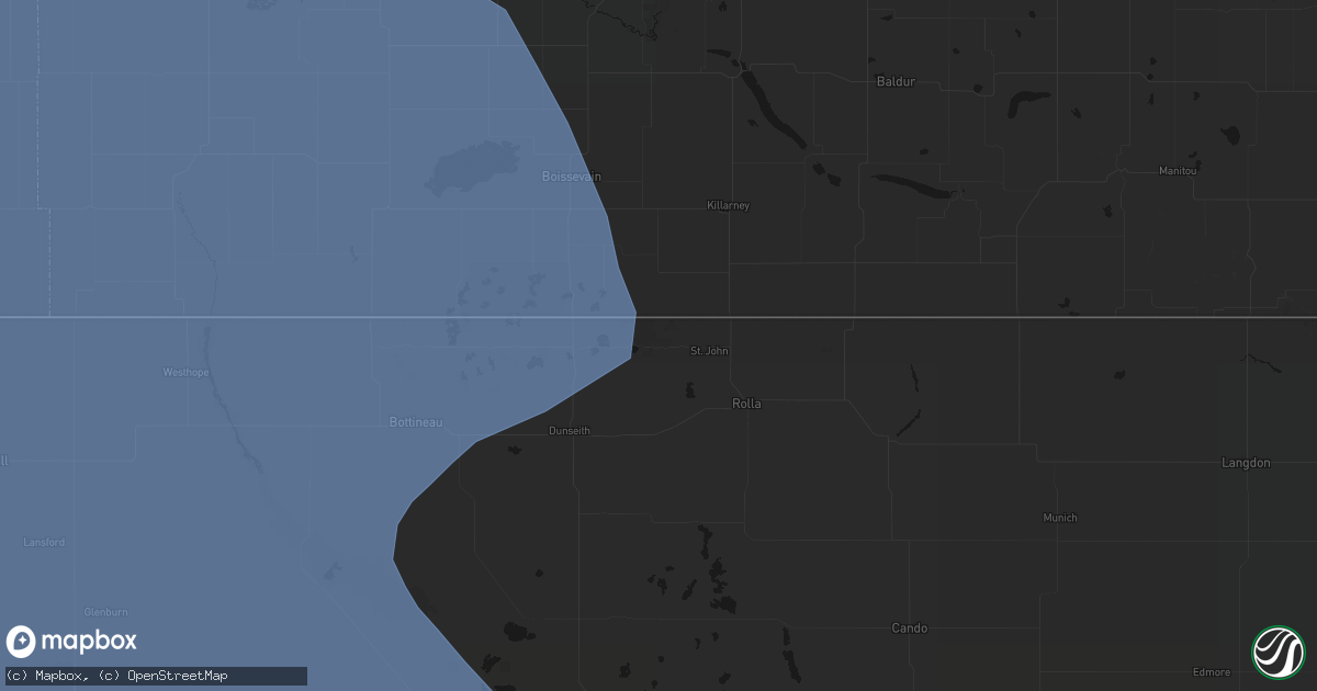 Hail map in Saint John, ND on June 7, 2026