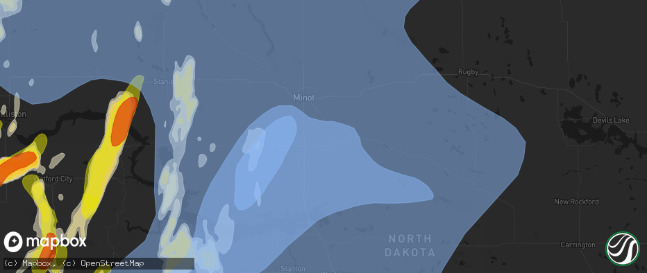Hail map in Sawyer, ND on June 7, 2026