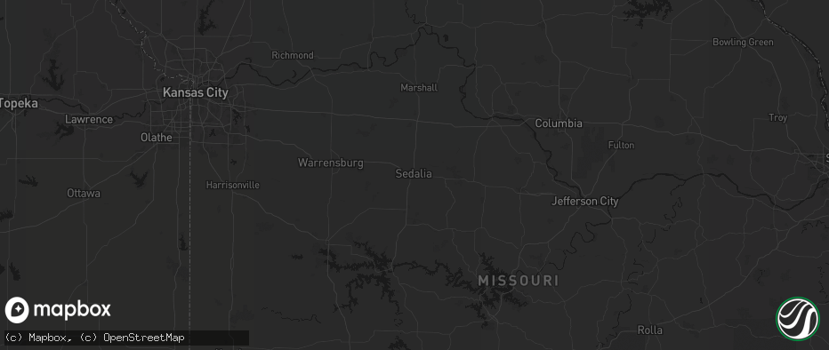 Hail map in Sedalia, MO on June 7, 2026