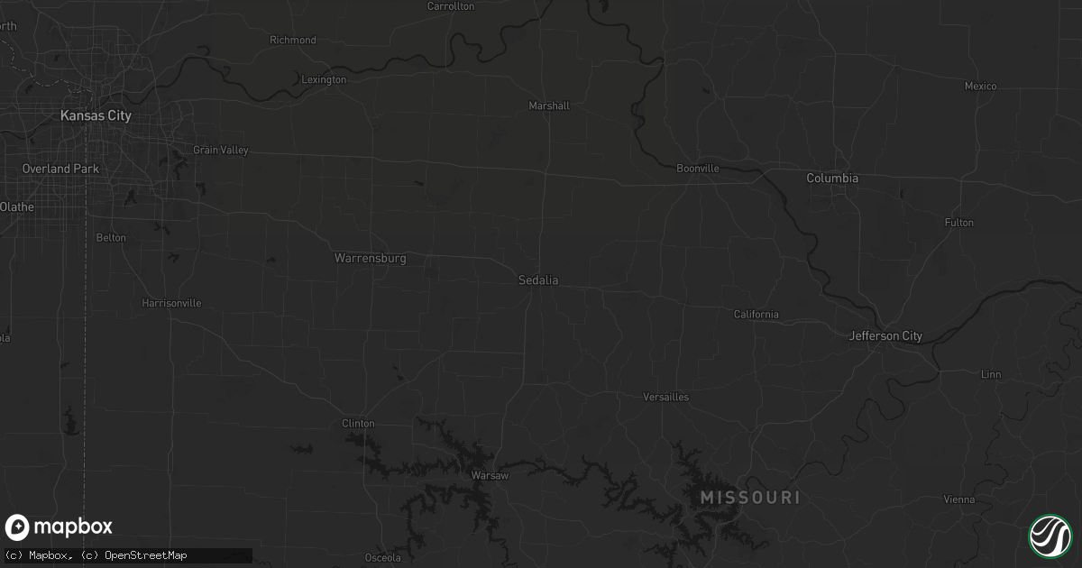 Hail map in Sedalia, MO on June 7, 2026