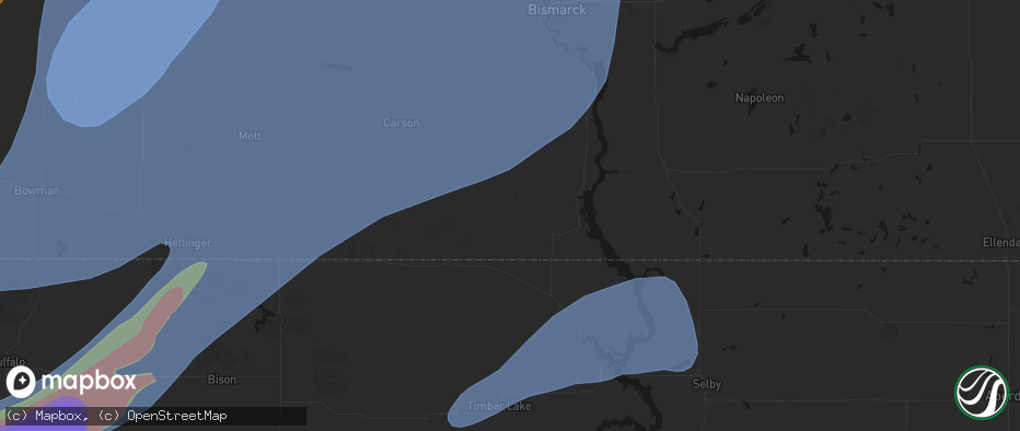 Hail map in Selfridge, ND on June 7, 2026