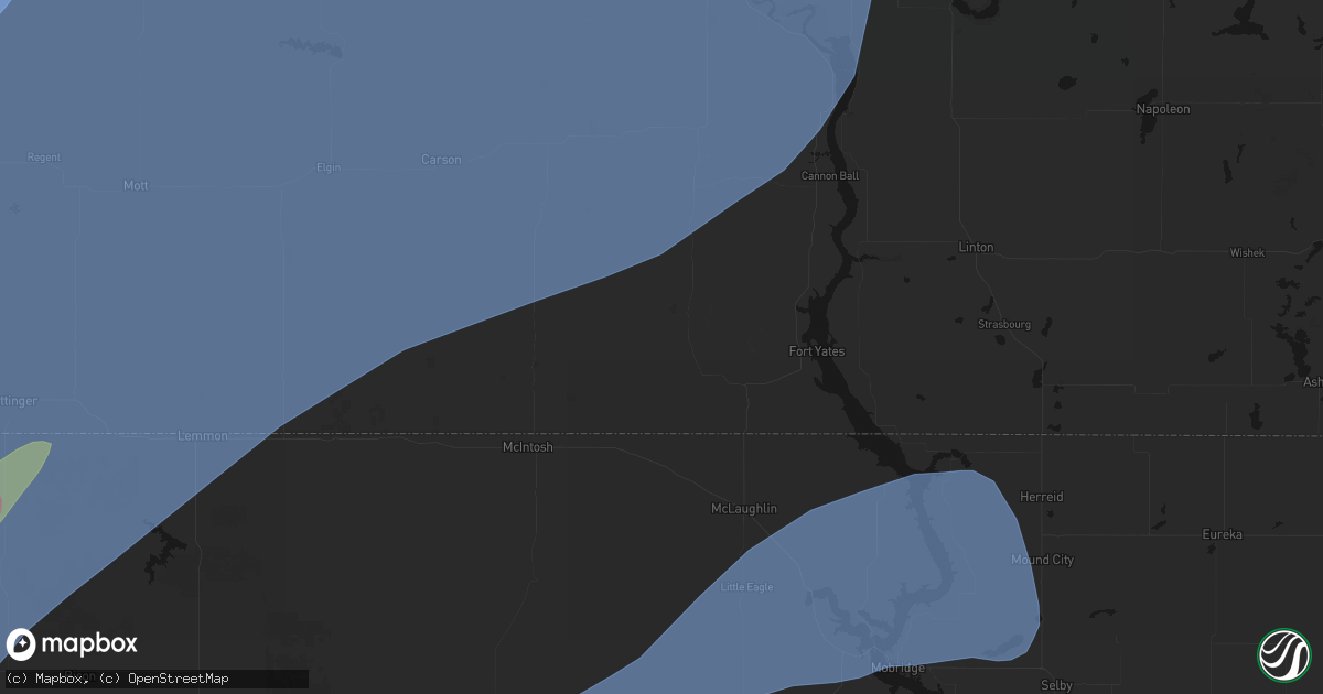 Hail map in Selfridge, ND on June 7, 2026