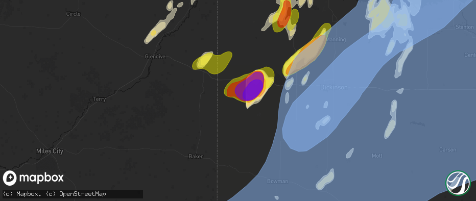 Hail map in Sentinel Butte, ND on June 7, 2026