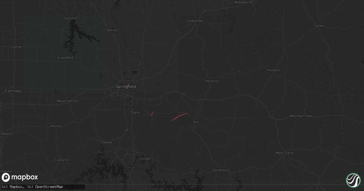 Hail map in Seymour, MO on June 7, 2026