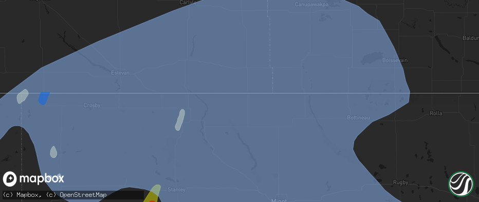 Hail map in Sherwood, ND on June 7, 2026