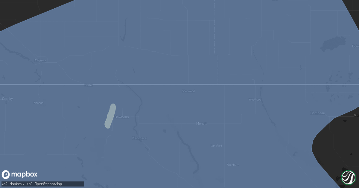 Hail map in Sherwood, ND on June 7, 2026