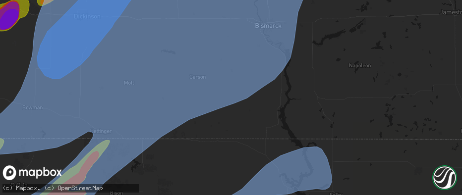 Hail map in Shields, ND on June 7, 2026