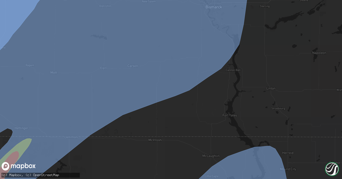 Hail map in Shields, ND on June 7, 2026