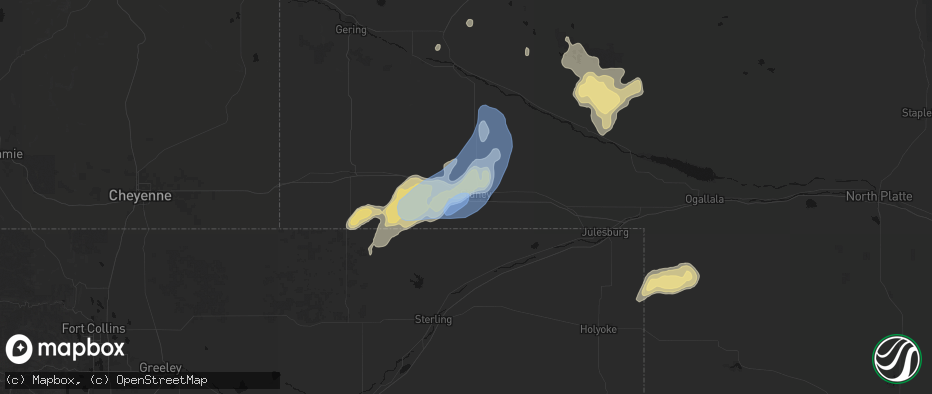 Hail map in Sidney, NE on June 7, 2026