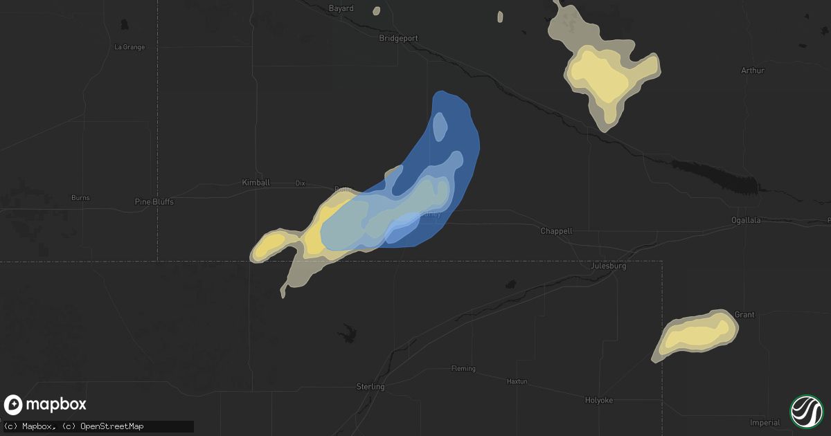Hail map in Sidney, NE on June 7, 2026
