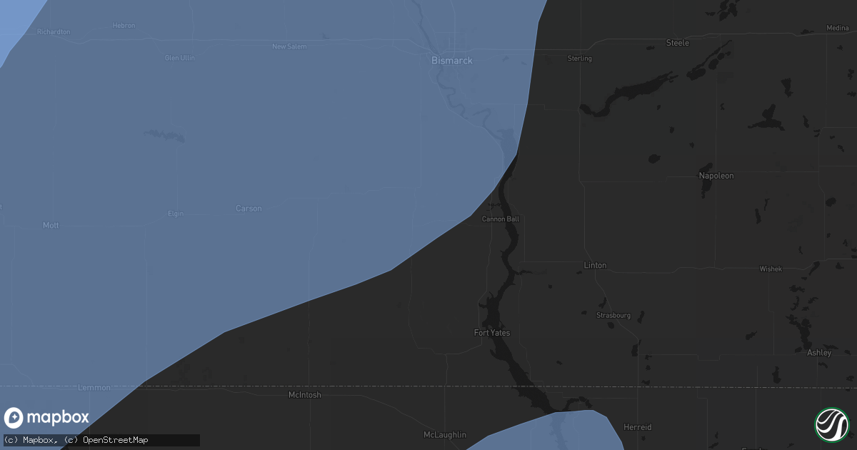 Hail map in Solen, ND on June 7, 2026