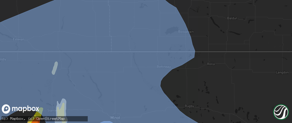 Hail map in Souris, ND on June 7, 2026