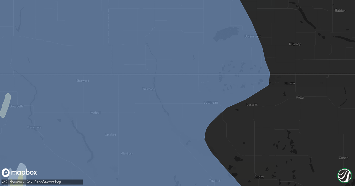 Hail map in Souris, ND on June 7, 2026