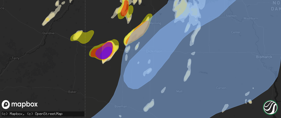 Hail map in South Heart, ND on June 7, 2026
