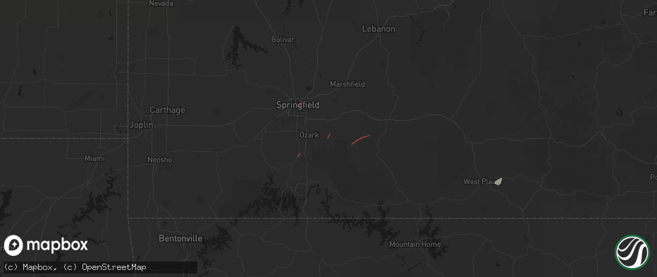Hail map in Sparta, MO on June 7, 2026