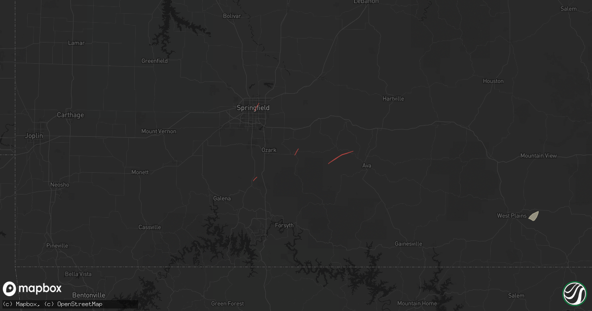 Hail map in Sparta, MO on June 7, 2026