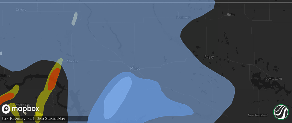 Hail map in Surrey, ND on June 7, 2026