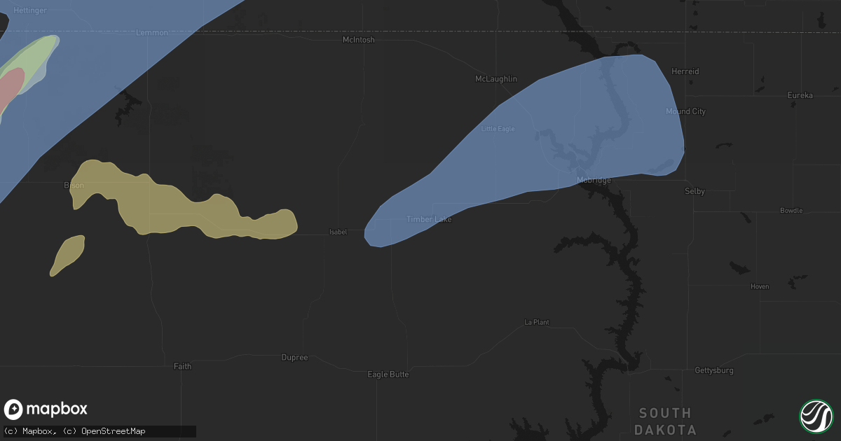 Hail map in Timber Lake, SD on June 7, 2026
