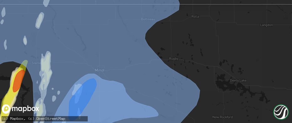 Hail map in Towner, ND on June 7, 2026