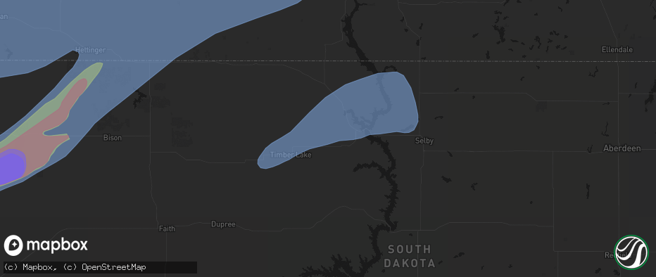 Hail map in Trail City, SD on June 7, 2026