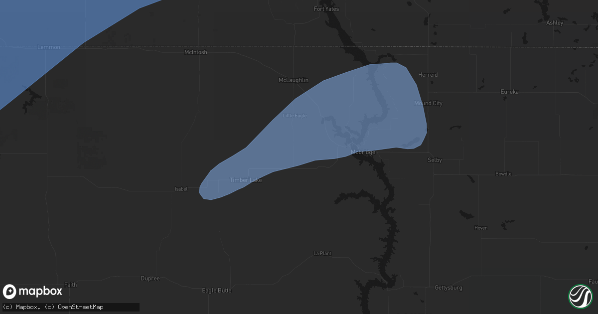 Hail map in Trail City, SD on June 7, 2026