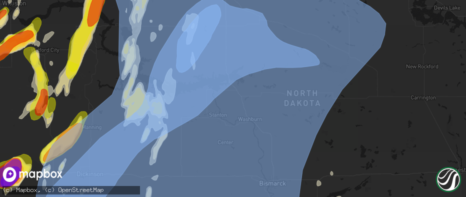 Hail map in Underwood, ND on June 7, 2026