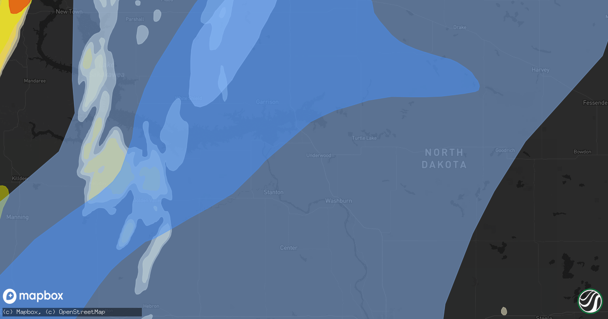 Hail map in Underwood, ND on June 7, 2026