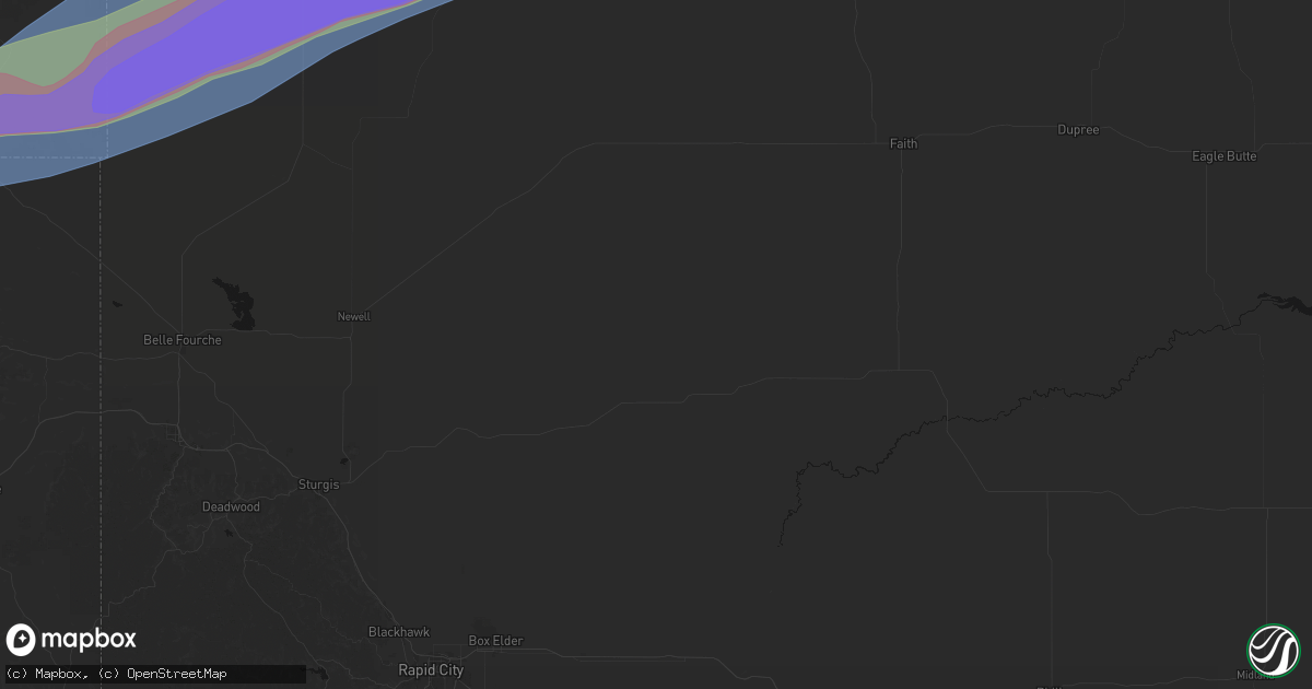 Hail map in Union Center, SD on June 7, 2026