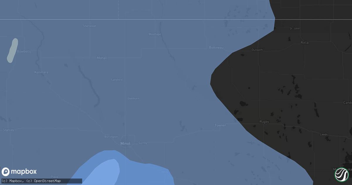 Hail map in Upham, ND on June 7, 2026