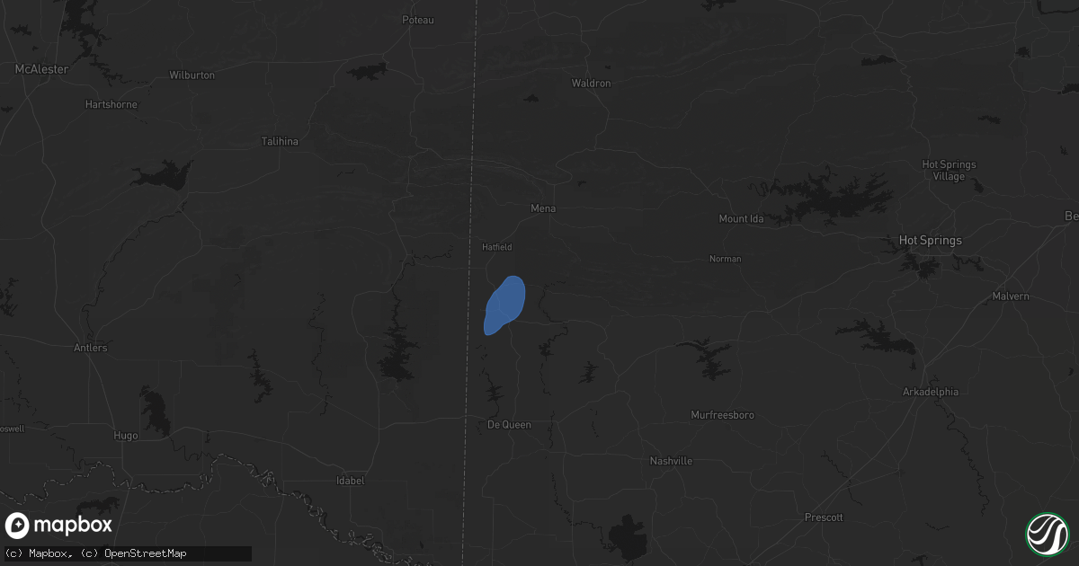 Hail map in Vandervoort, AR on June 7, 2026