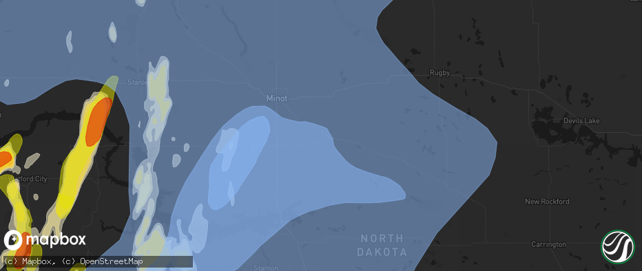 Hail map in Velva, ND on June 7, 2026