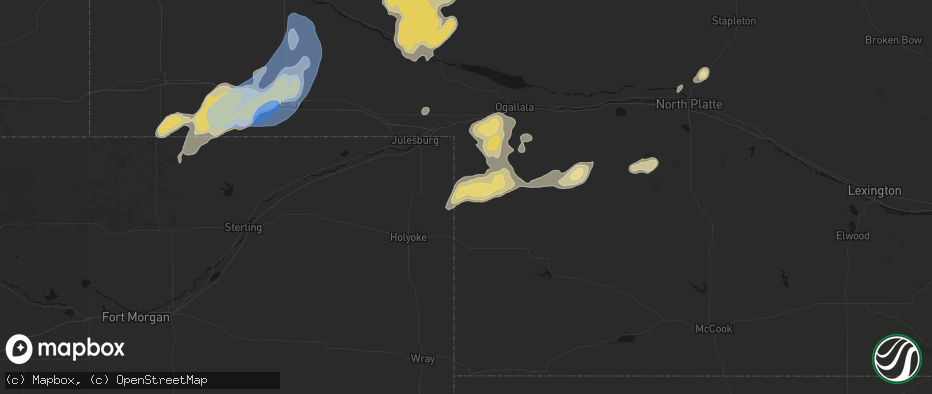 Hail map in Venango, NE on June 7, 2026