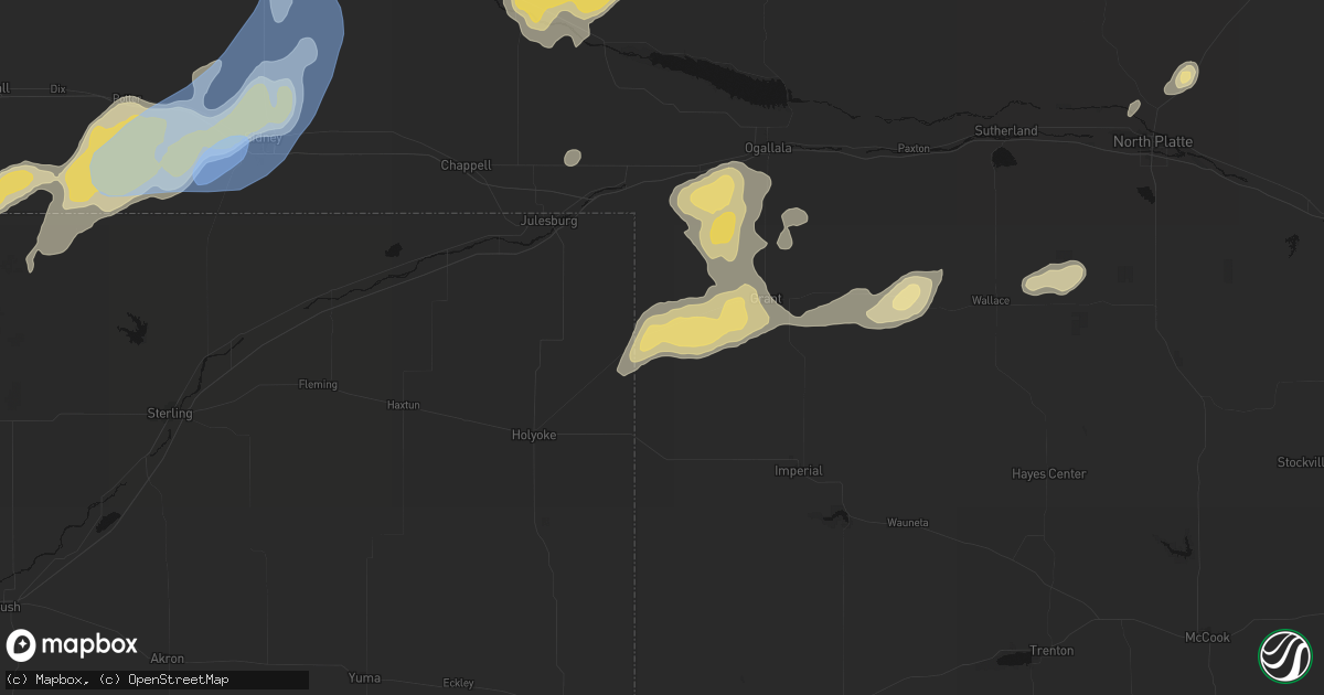 Hail map in Venango, NE on June 7, 2026