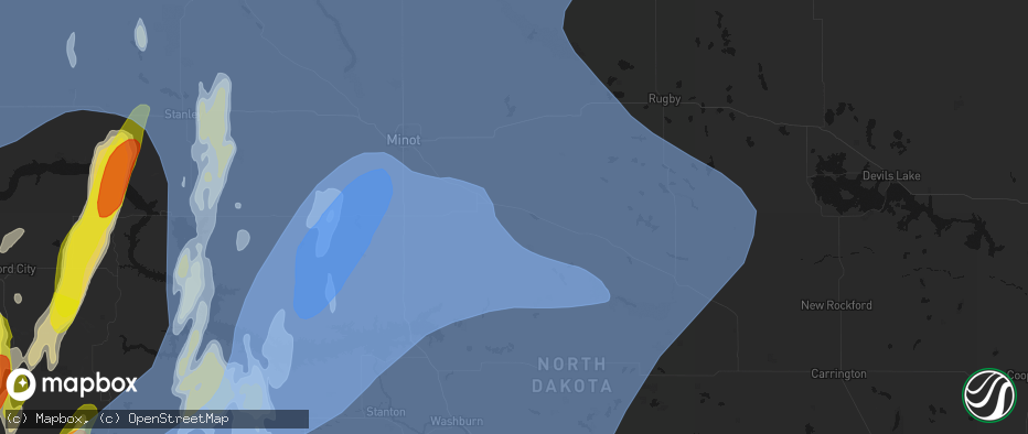 Hail map in Voltaire, ND on June 7, 2026