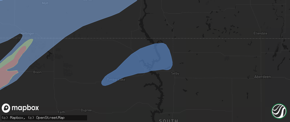 Hail map in Wakpala, SD on June 7, 2026