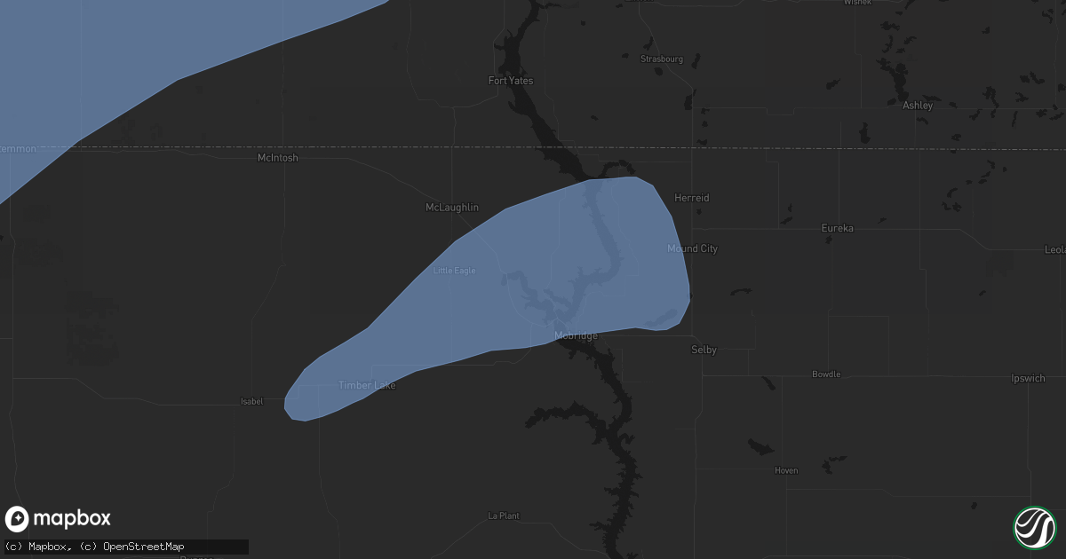 Hail map in Wakpala, SD on June 7, 2026