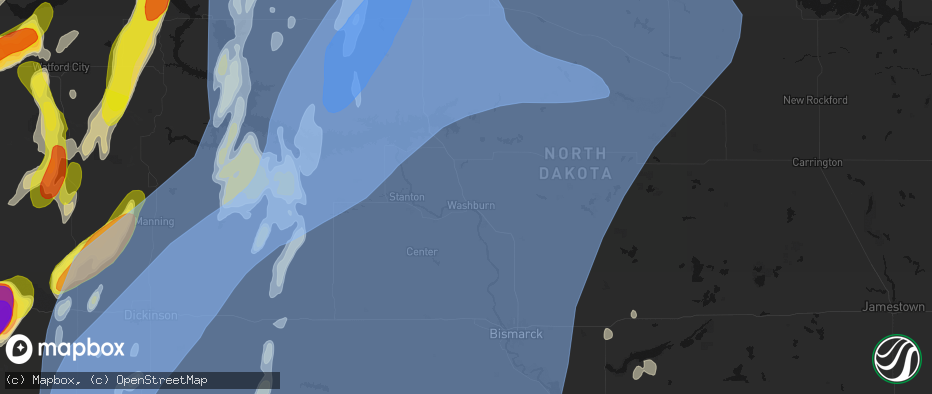 Hail map in Washburn, ND on June 7, 2026