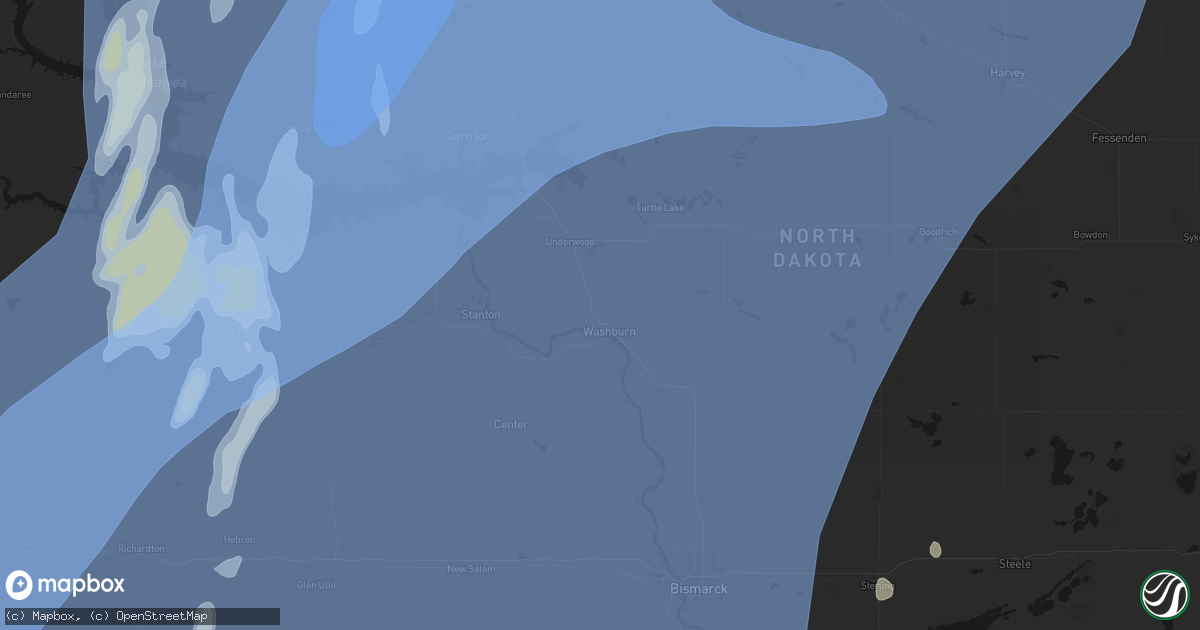 Hail map in Washburn, ND on June 7, 2026