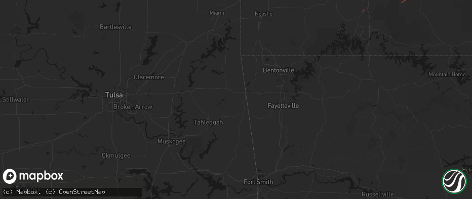Hail map in Watts, OK on June 7, 2026