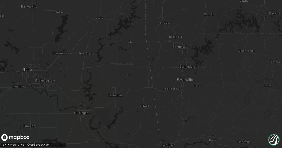 Hail map in Watts, OK on June 7, 2026