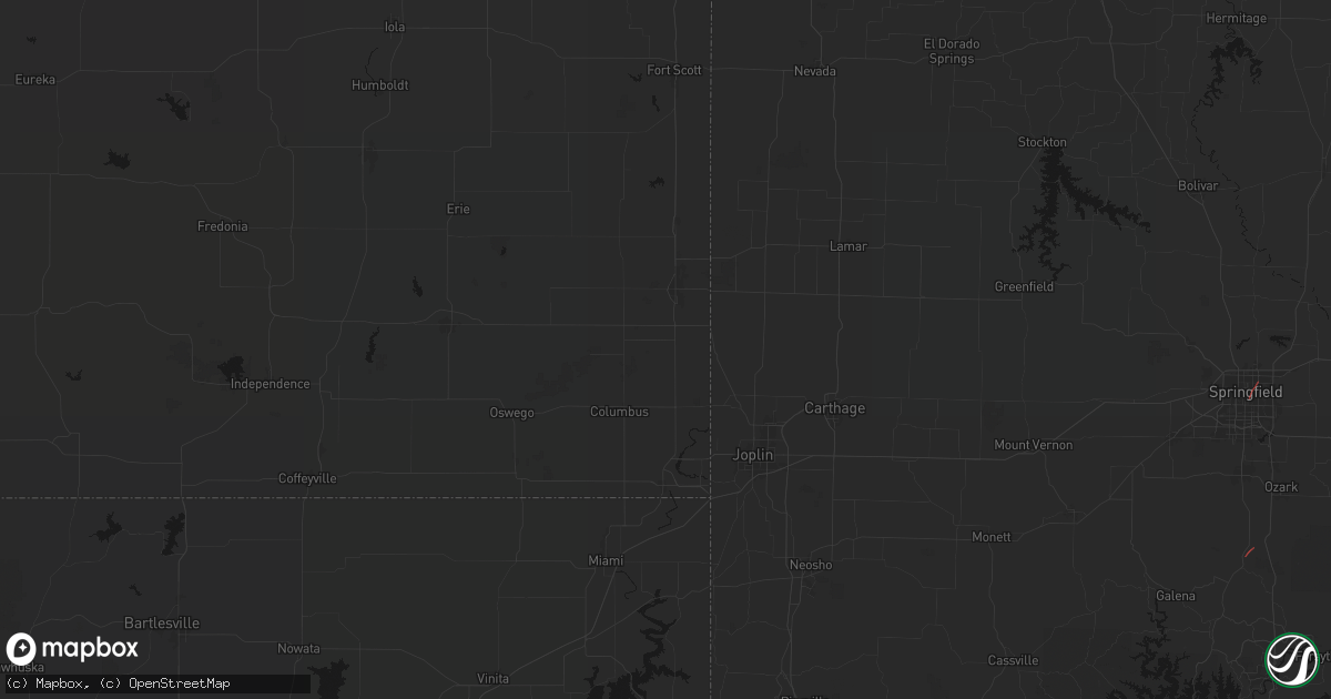 Hail map in Weir, KS on June 7, 2026