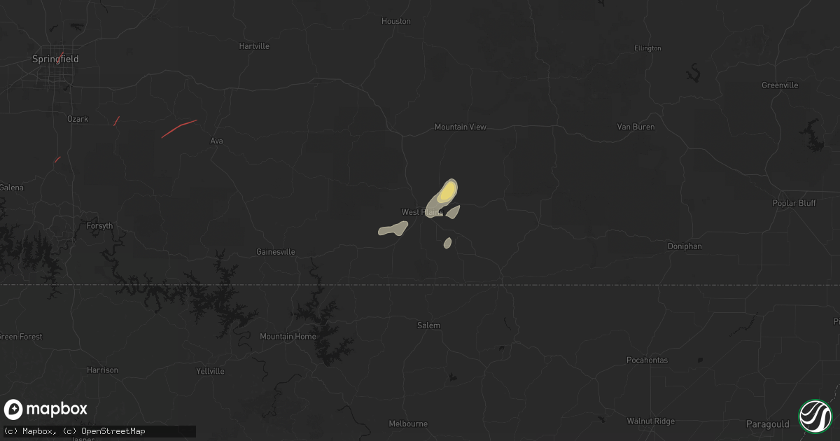 Hail map in West Plains, MO on June 7, 2026