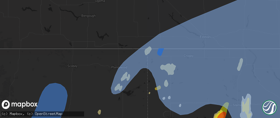 Hail map in Westby, MT on June 7, 2026