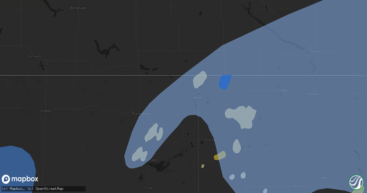 Hail map in Westby, MT on June 7, 2026