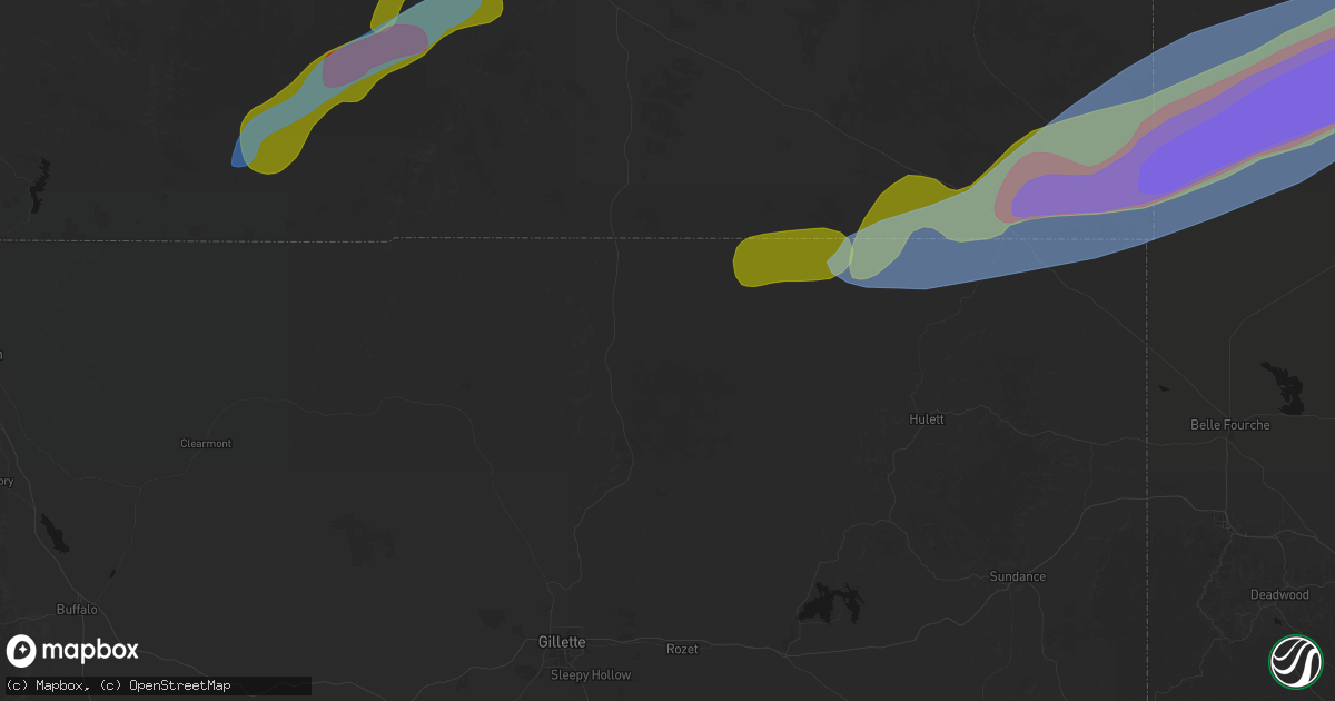 Hail map in Weston, WY on June 7, 2026