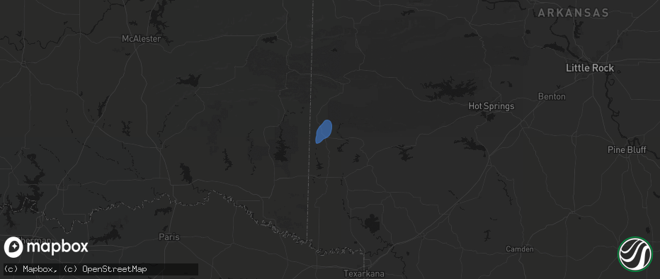 Hail map in Wickes, AR on June 7, 2026