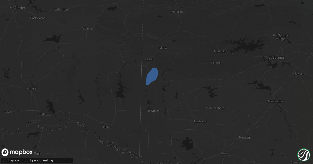 Hail map in Wickes, AR on June 7, 2026