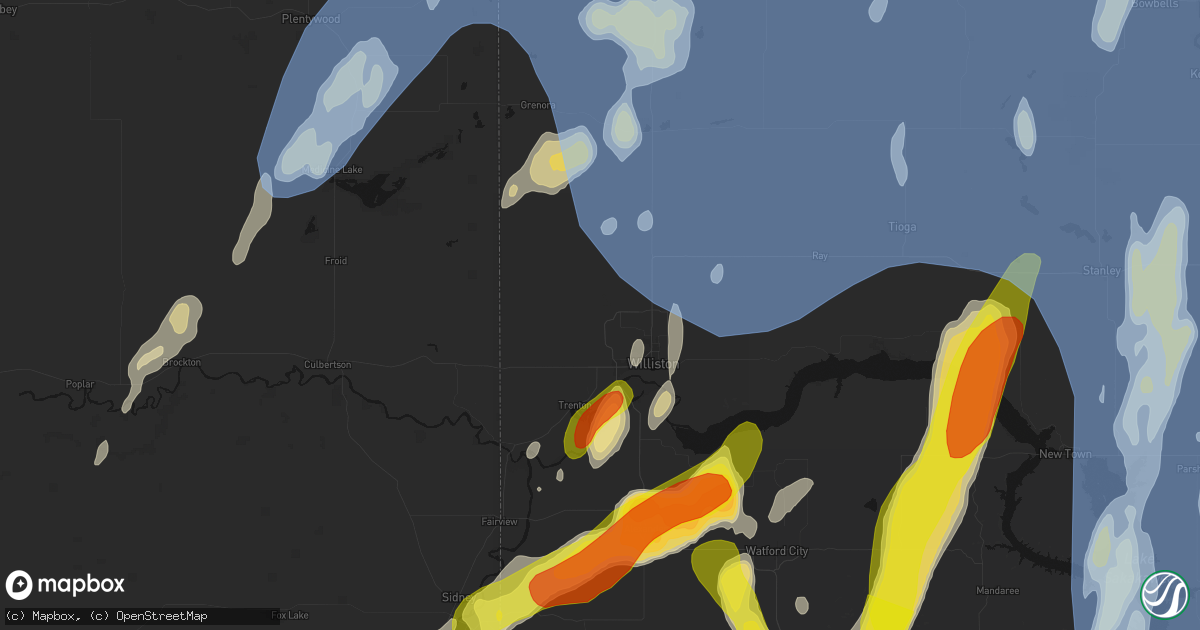 Hail map in Williston, ND on June 7, 2026