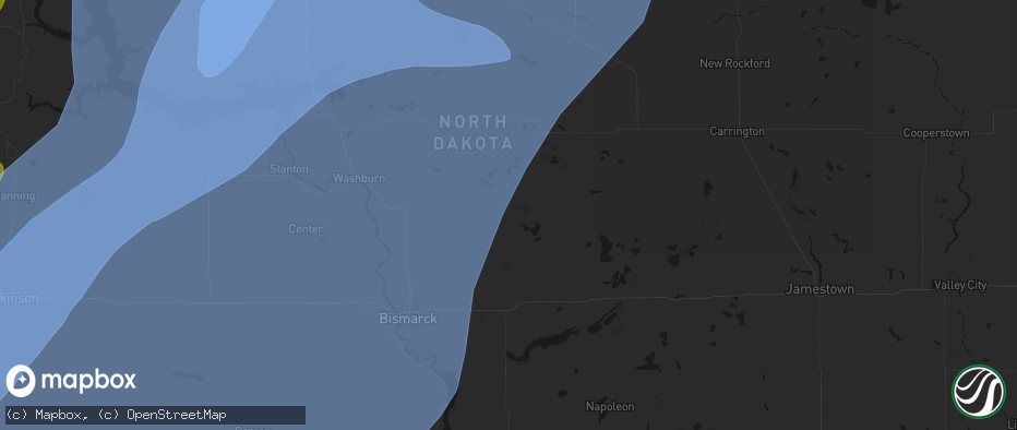 Hail map in Wing, ND on June 7, 2026